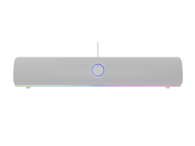 Soundbar GENESIS HELIUM 312BT 2.0, putere 10W, lungime cablu 150cm, frecventa raspuns 100 - 20000 Hz, iluminare multicolor, interfata USB-A, alb