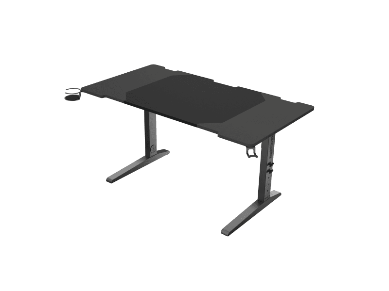 Birou gaming Genesis Holm Modular 140, material metal MDF, reglabil pe inaltime 70 - 90 cm, iluminare RGB, management cabluri, negru
