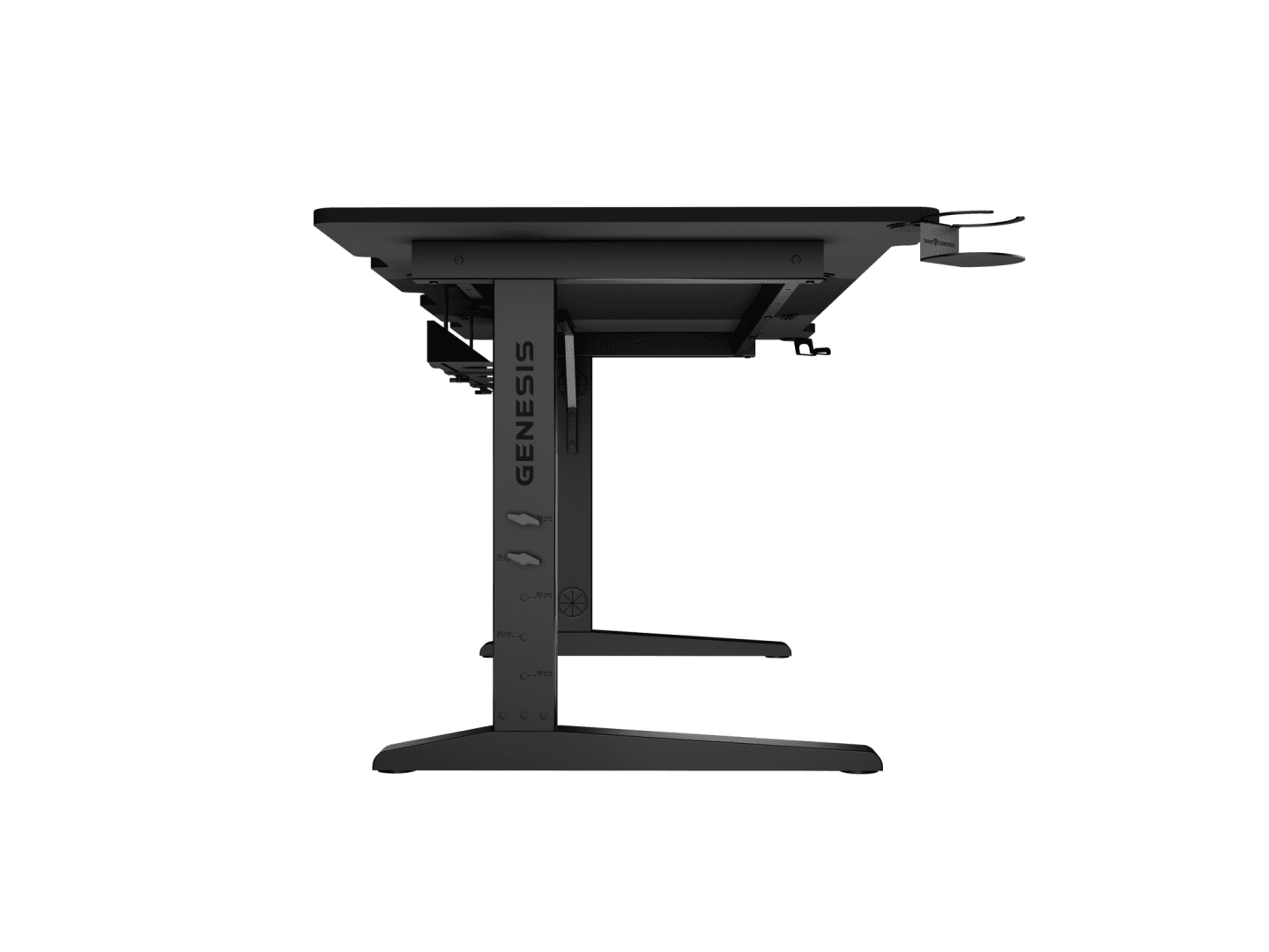 Birou gaming Genesis Holm Modular 180, material lemn/metal, reglabil pe inaltime 70 - 90 cm, iluminare RGB, management cabluri, negru