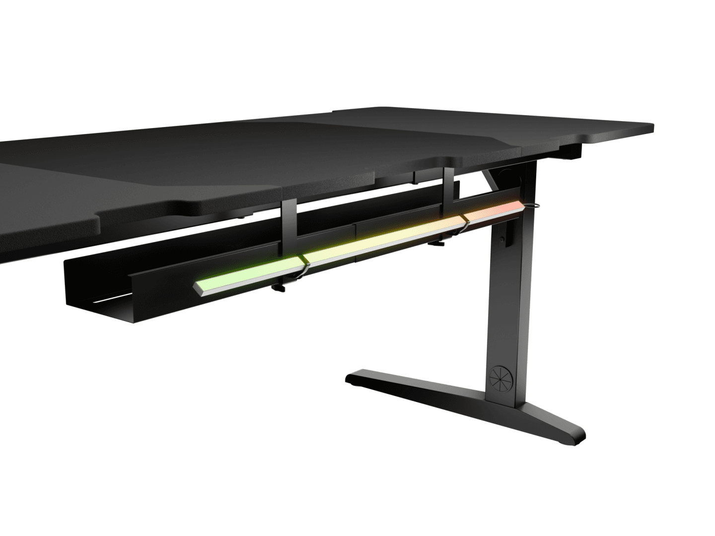 Birou gaming Genesis Holm Modular 180, material lemn/metal, reglabil pe inaltime 70 - 90 cm, iluminare RGB, management cabluri, negru