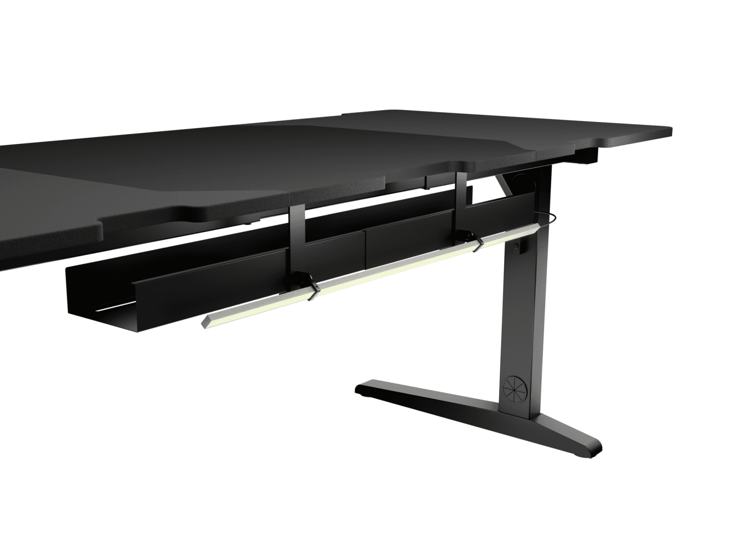 Birou gaming Genesis Holm Modular 180, material lemn/metal, reglabil pe inaltime 70 - 90 cm, iluminare RGB, management cabluri, negru