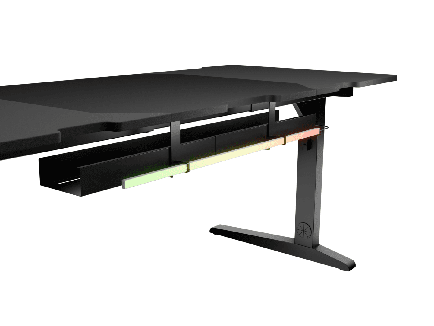 Birou gaming Genesis Holm Modular 180, material lemn/metal, reglabil pe inaltime 70 - 90 cm, iluminare RGB, management cabluri, negru