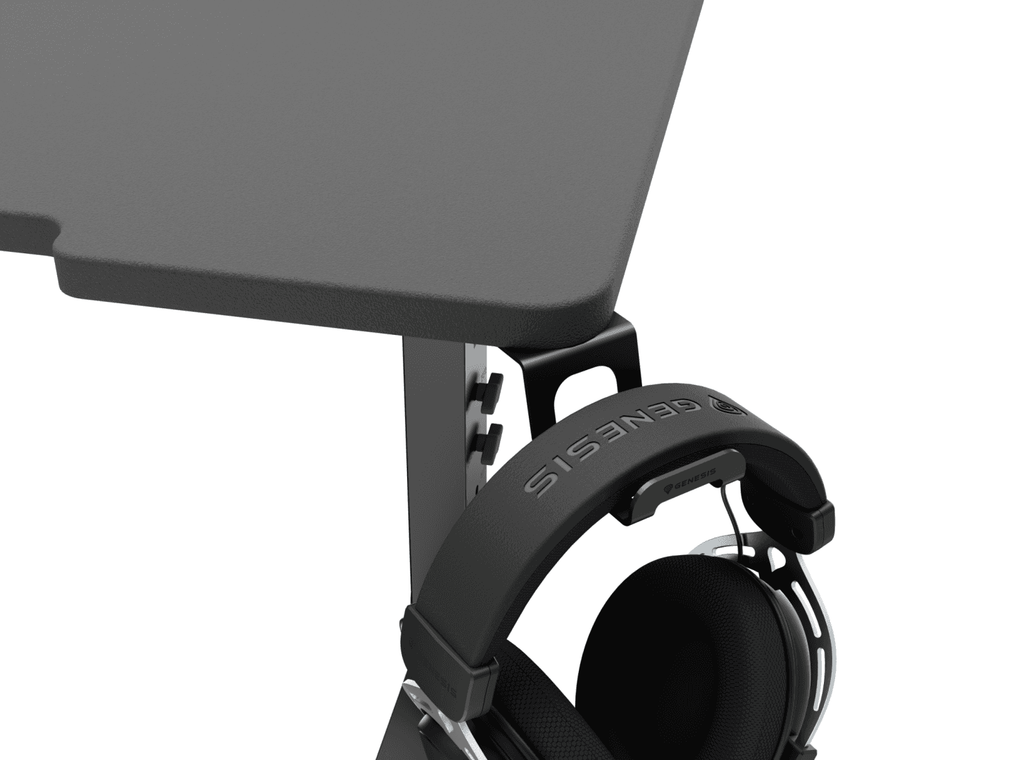 Birou gaming Genesis Holm Modular 180, material lemn/metal, reglabil pe inaltime 70 - 90 cm, iluminare RGB, management cabluri, negru