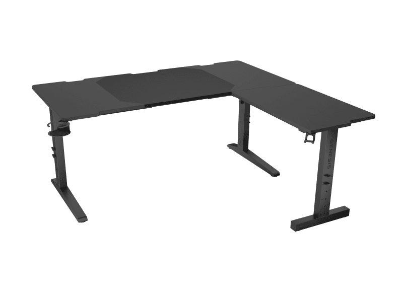 Birou gaming Genesis Holm Modular 160, material metal MDF, reglabil pe inaltime 70 - 90 cm, iluminare RGB, management cabluri, negru