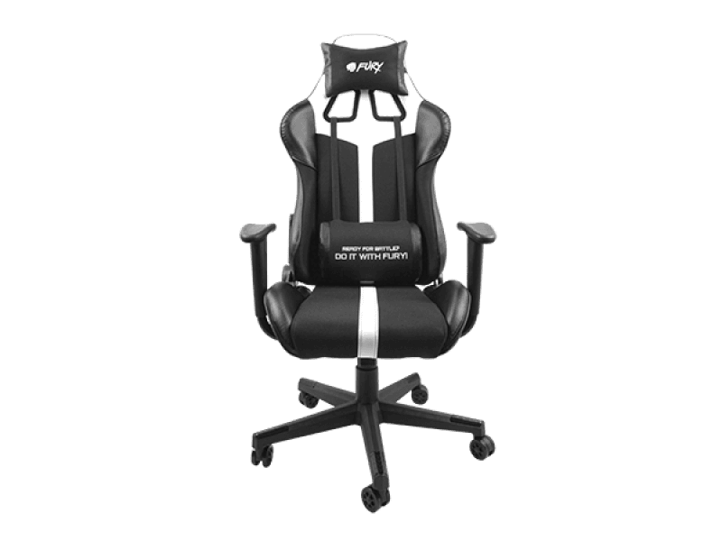 Scaun gaming FURY AVENGER XL, material piele ecologica+polyester, reglabil pe inaltime, greutate maxima suportata 150 kg, inaltime scaun reglabil 46.5 - 56.5 cm, spatar ajustabil 180°, dimensiuni roti 60mm,  echipat cu piston cu gaz clasa 3, manere 4D, alb