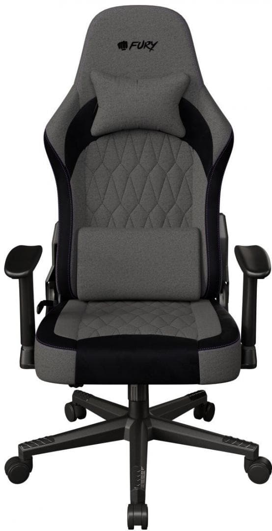Scaun gaming FURY SHINAI S8, material fabric, reglabil pe inaltime, greutate maxima suportata 130 kg, inaltime scaun reglabil 30.5 - 37.5 cm, spatar ajustabil 135°, dimensiuni roti 60mm,  echipat cu piston cu gaz clasa 4, manere 1D, gri