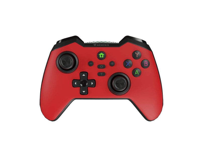Controller wireless Genesis Mangan 400, tip Analog/Digital, interfata USB, bluetooth, numar butoane 19, lungime cablu 200 cm, acumulator 000 mAh, compatibilitate Android, iOS, MAC, Windows 10,11,7,8, rosu