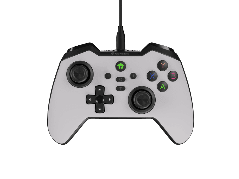 Controller cu fir Genesis Mangan 300, tip Analog/Digital, interfata USB, numar butoane 19, lungime cablu 200 cm, compatibilitate PC, ROG Ally, Nintendo Switch, Steam Deck, alb