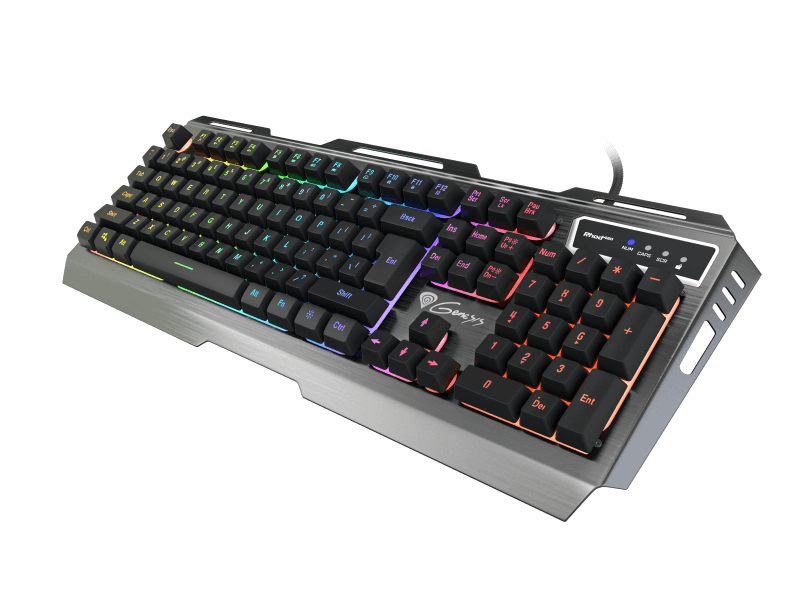 GENESIS Rhod 420 RGB. Keyboard form factor: Full-size (100%). Keyboard style: Straight. Connectivity technology: Wired, Device interface: USB, Keyboard key switch: Membrane, Keyboard layout: QWERTY, Keyboard number of keys: 104. Backlight type: RGB LED. Cable  length: 1.6 m. Recommended usage