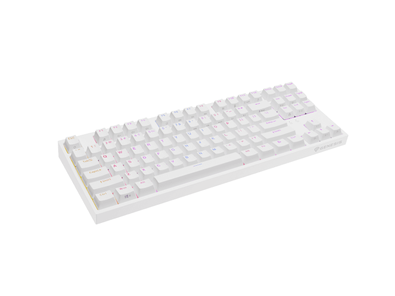 GENESIS Thor 404 TKL. Keyboard form factor: Tenkeyless (80 - 87%). Keyboard style: Straight. Connectivity technology: Wired, Device interface: USB, Keyboard key switch: Mechanical, Keyboard layout: QWERTY, Keyboard number of keys: 87. Backlight type: RGB LED. Cable length: 1.8 m. Recommended usage