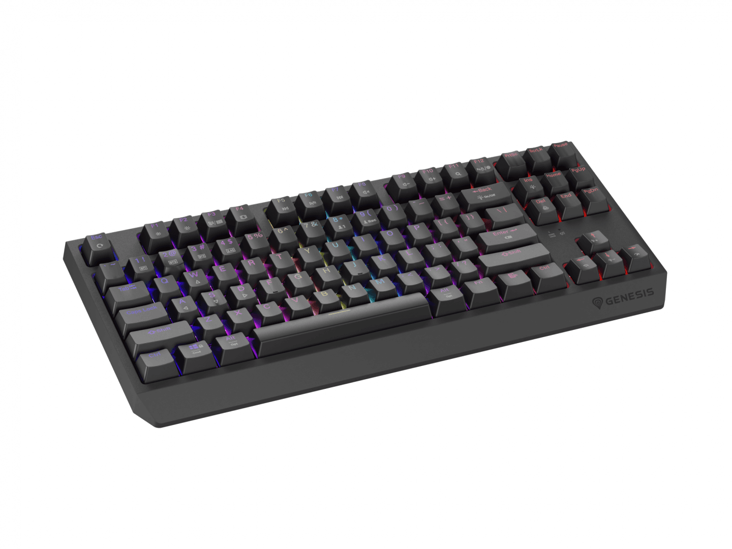 Tastatura gaming mecanica wireless Genesis Thor 230 TKL, iluminare RGB, swtich-uri Red, 87 taste, 11 butoane multimedia, negru