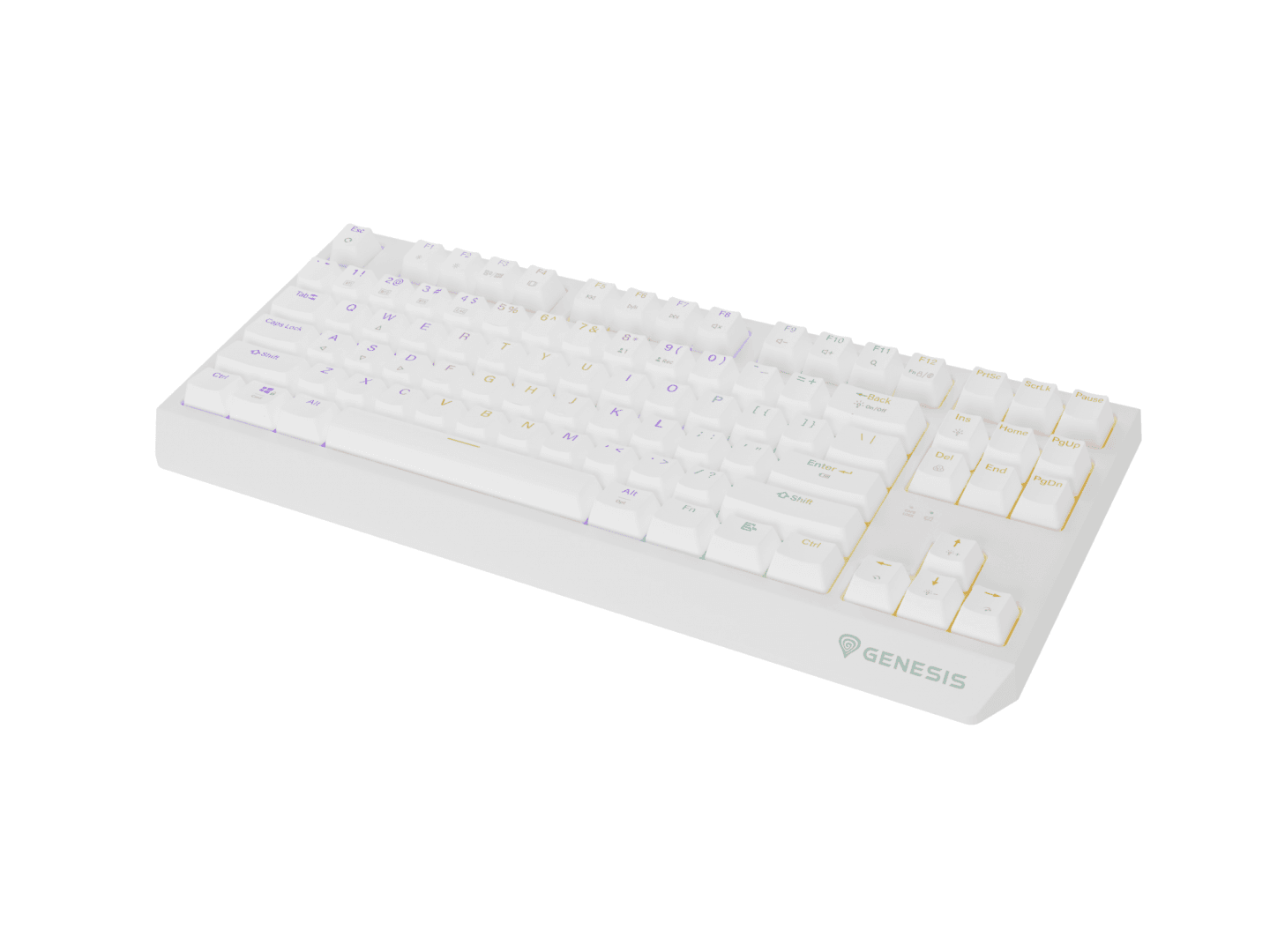 Tastatura gaming mecanica wireless Genesis Thor 230 TKL, iluminare RGB, 87 taste, 11 butoane multimedia, alb