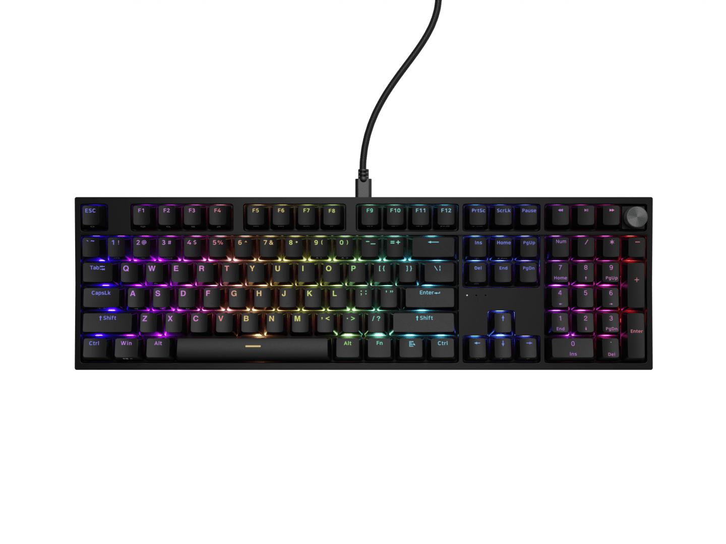 Tastatura gaming mecanica cu fir Genesis Thor 404 , iluminare RGB, switch-uri Peach, 107 taste, 11 butoane multimedia, negru