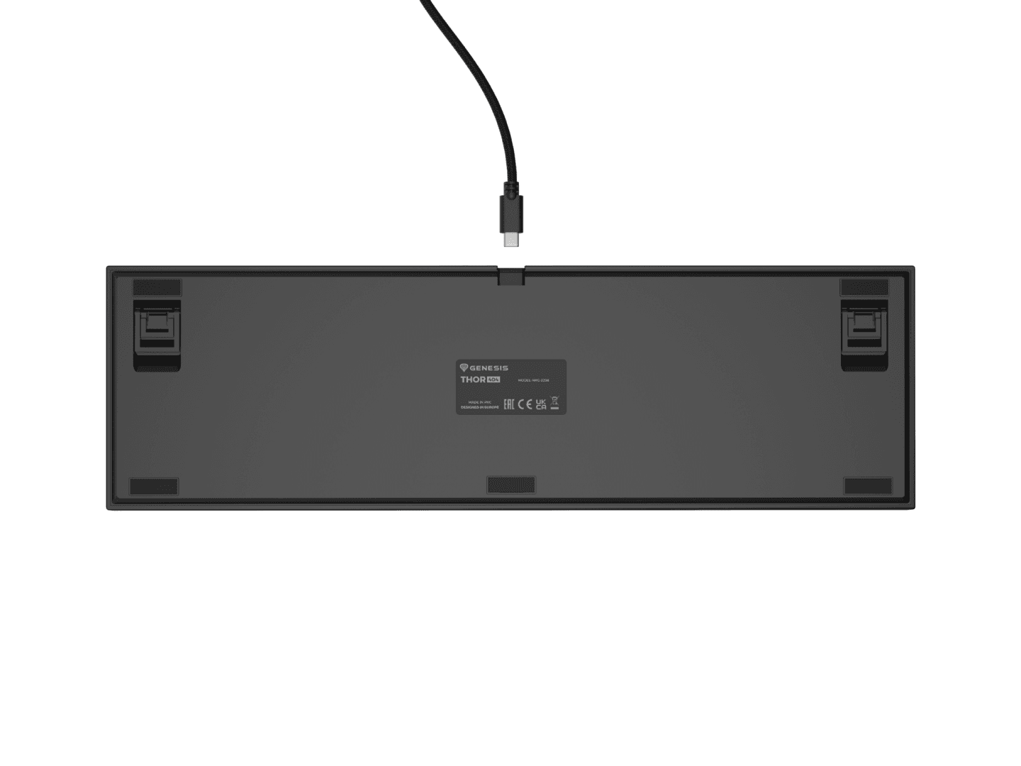 Tastatura gaming mecanica cu fir Genesis Thor 404 , iluminare RGB, switch-uri Peach, 107 taste, 11 butoane multimedia, negru