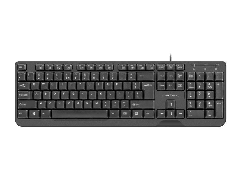 Tastatura cu fir Natec Trout Slim, lungime cablu 180 cm, numar taste 104, negru