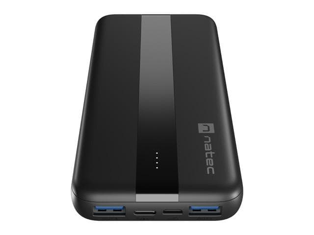 Baterie externa Natec, capacitate 10000 mAh, 3 porturi USB, baterie Li- Polymer, negru