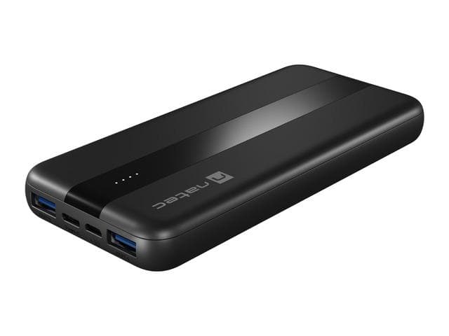 Baterie externa Natec, capacitate 10000 mAh, 3 porturi USB, baterie Li- Polymer, negru