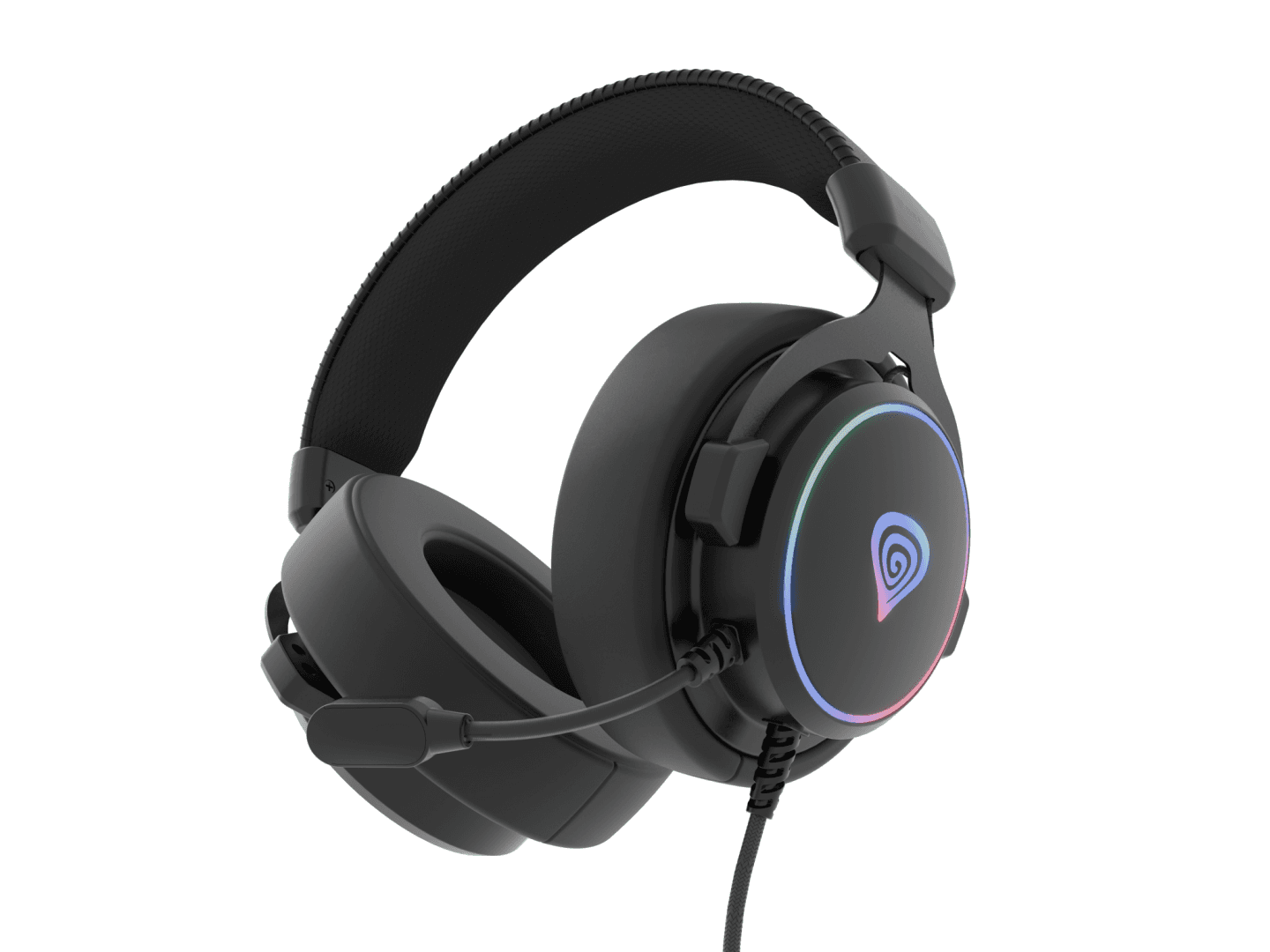 Casti gaming cu fir Genesis Neon 764, sunet 7.1 Surround, microfon, impendanta 32 ohm, frecventa raspuns 20 - 20.000 Hz, lungime cablu 220 cm, iluminare RGB, frecventa raspuns microfon 100 - 10000 Hz, sensibilitate microfon -42dB, impendanta microfon 2200 Ohm, negru