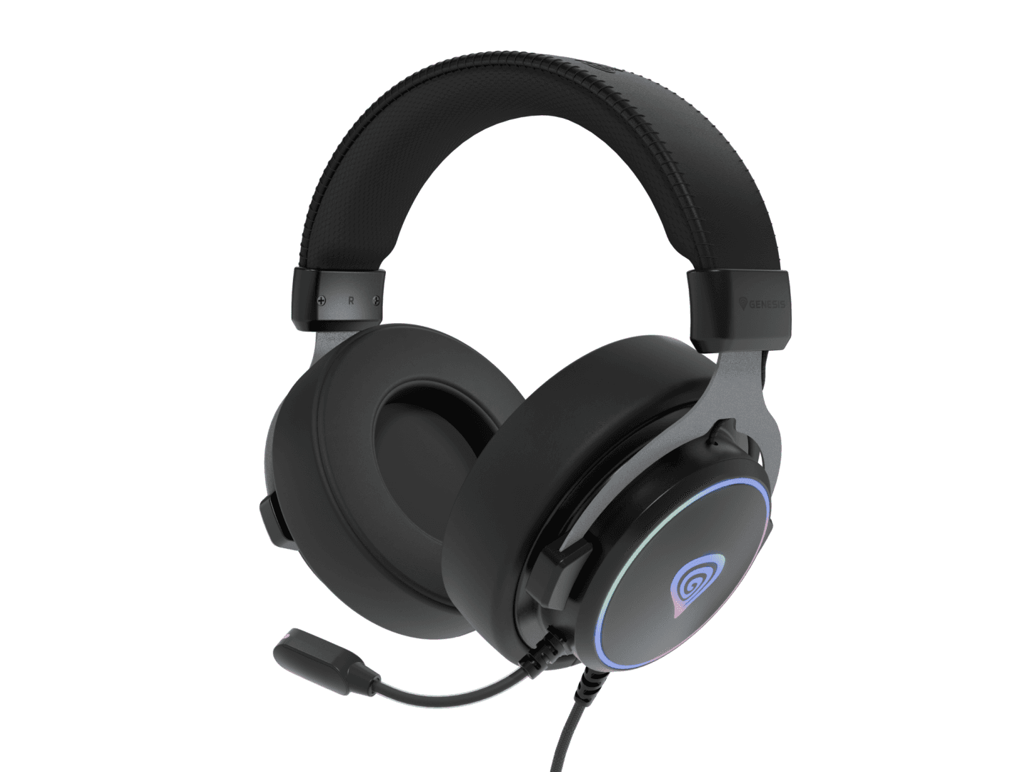 Casti gaming cu fir Genesis Neon 764, sunet 7.1 Surround, microfon, impendanta 32 ohm, frecventa raspuns 20 - 20.000 Hz, lungime cablu 220 cm, iluminare RGB, frecventa raspuns microfon 100 - 10000 Hz, sensibilitate microfon -42dB, impendanta microfon 2200 Ohm, negru
