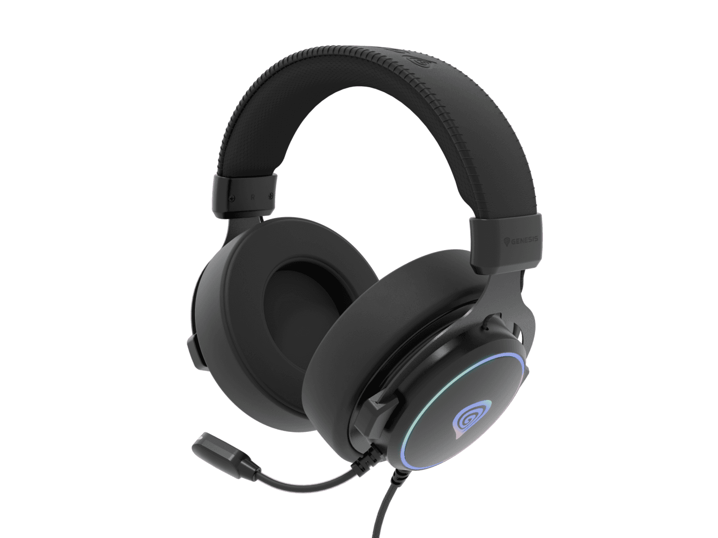 Casti gaming cu fir Genesis Neon 764, sunet 7.1 Surround, microfon, impendanta 32 ohm, frecventa raspuns 20 - 20.000 Hz, lungime cablu 220 cm, iluminare RGB, frecventa raspuns microfon 100 - 10000 Hz, sensibilitate microfon -42dB, impendanta microfon 2200 Ohm, negru