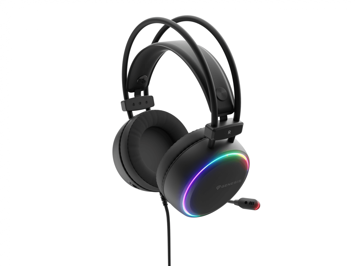 Casti gaming cu fir Genesis Neon 613 G2, sunet stereo, microfon, impendanta 32 Ohm, frecventa raspuns 20 - 20.000 Hz, lungime cablu 220 cm, iluminare RGB, frecventa raspuns microfon 10 Hz - 10 KHz, sensibilitate -42dB, conectivitate 1x Jack 3.5 mm TRRS, negru