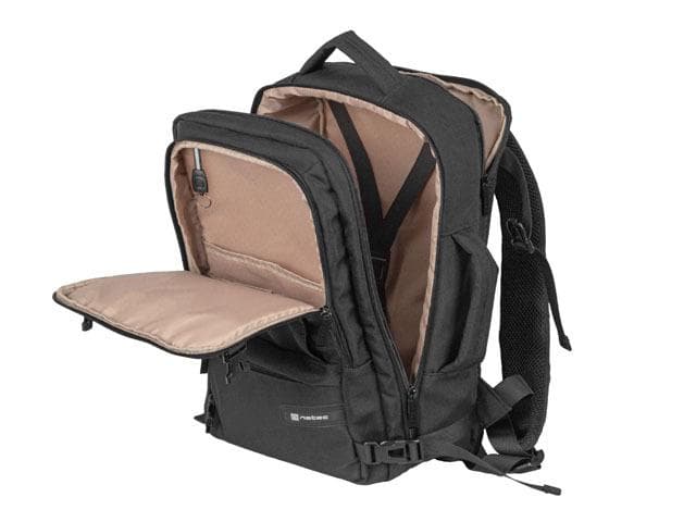 Rucsac laptop Natec Camel Lite, compatibilitate dimensiune laptop 15.6", 3 compartimente, capacitate 19L, material Polyester 600D, negru