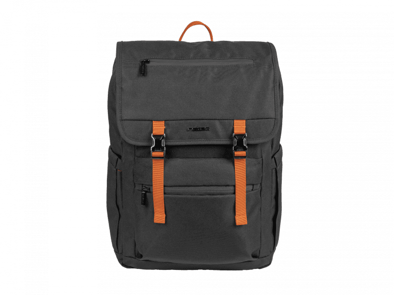 Rucsac laptop Natec Niala Ginger, compatibilitate dimensiune laptop 15.6", 4 compartimente, capacitate 18L, material 100% recycled p olyester, negru/portocaliu