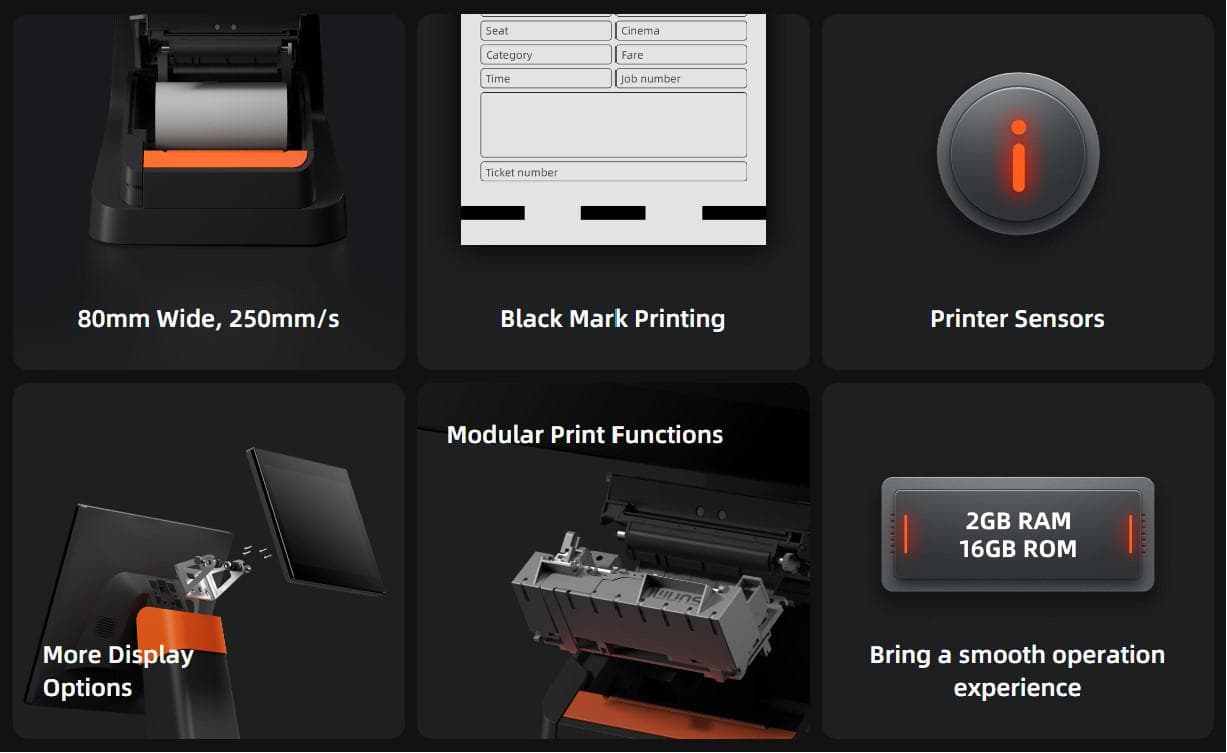 SUNMI DESKTOP POS SYSTEM L1586 D2s PLUS (15.6"+15.6", 2GB + 16GB, Printer 80mm, WIFI, Adapter EU)