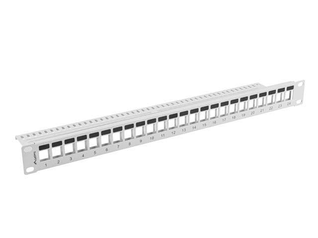 Patch panel gol 24 porturi 1U pentru module Keystone, gri