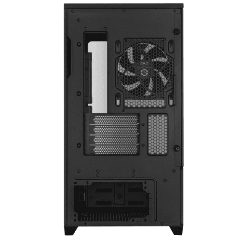 Carcasa ASUS AP202 Small Tower ARGB NEGRU, Tempered Glass, Sloturi Expansiune 4, Drive Bays: 2x2.5"/3.5" Combo, Ventilatoare Suportate: 6 (spate: 1x120mm, sus: 3x120mm sau 2x140mm, lateral: 2x120mm), Ventilatoare Incluse: 3 (spate: 1x120mm, lateral: 2x120mm), Format Placa de Baza Suportat: Mini-ITX