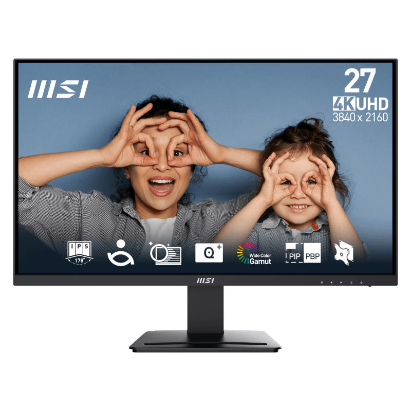 Monitor MSI 27" PRO MP273U, Diagonal (inch): 27, Diagonal (cm): 68, Aspect ratio: 16:9, Panel: IPS, Resolution: 3840x2160, Refresh Rate: 60Hz, Response time GtG: 4ms, Brightness (max): 300 cd/m², Contrast (static) : 1000:1, Viewing angle: 178/178, Color Gamut Type: Adobe RGB, Color Gamut Coverage