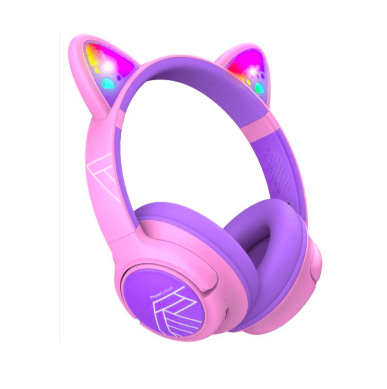 PowerLocus Casti pentru copii, Wireless, Bobo Cat Ears, Purple/Pink