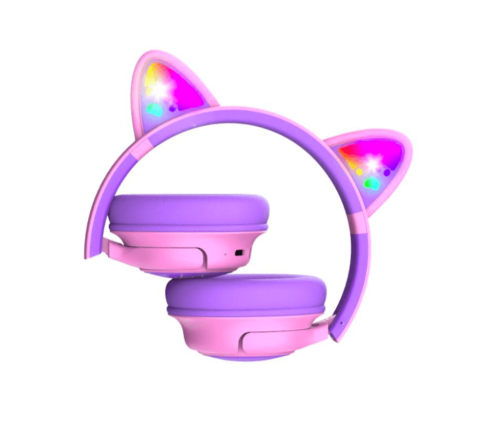 PowerLocus Casti pentru copii, Wireless, Bobo Cat Ears, Purple/Pink