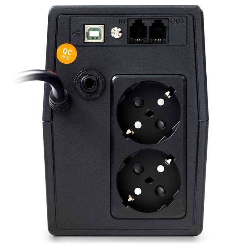 UPS nJoy Horus Plus 600, 600VA/360W, Afisaj LCD cu ecran tactil, 2 Prize Schuko cu Protectie, Repornire Automata, RJ11 protectie pentru linia de telefon/modem, Posibilitatea de monitorizare si control prin USB, LAN si internet, port de comunicare USB, rata de eficienta pana la 90%