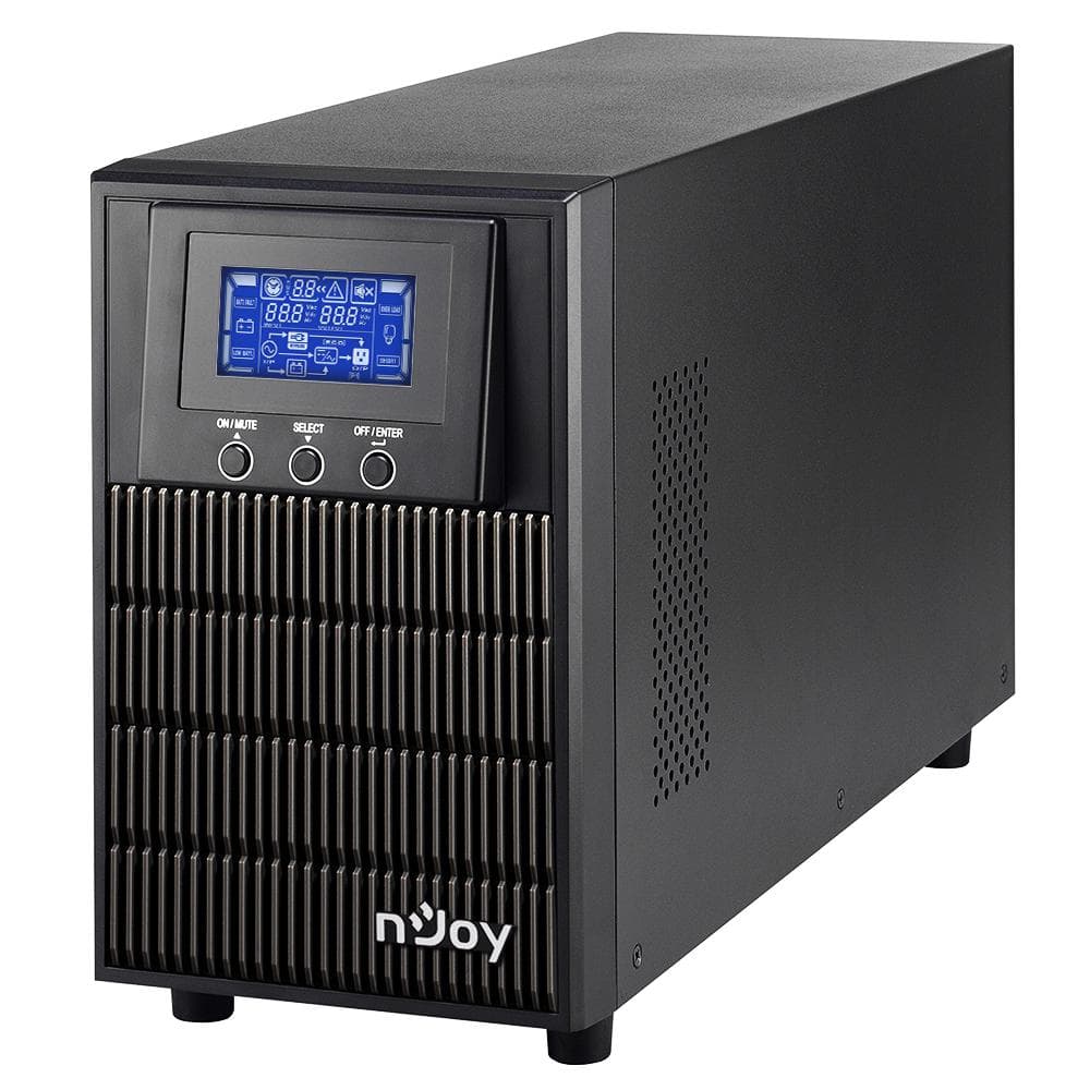 UPS nJoy Aten PRO 2000, 2000VA/ 1800W, On-line, LCD Display, 3 Prize Schuko cu Protectie, Management, Tower, Dubla conversie, Frequency Range 40Hz ~ 70 Hz, Connection port RS232 / USB / Intelligent Port, Dimensiuni: 397 x 145 x 220 mm, Greutate: 17 kg, Negru
