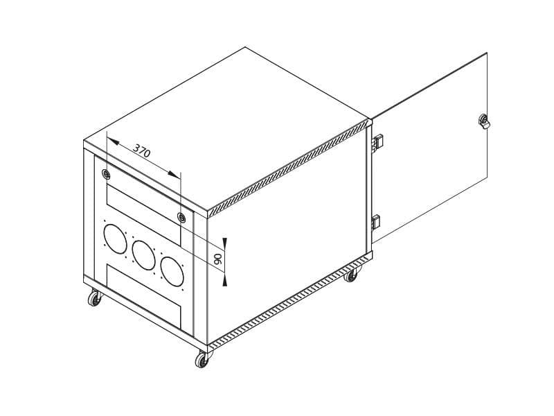 Rack de podea 19" Triton 12U 600x1000mm usa fata sticla panouri laterale/spate detasabile sectiuni pentru ventilatie activa, sectiuni acces cabluri sus/jos/spate IP30 gri