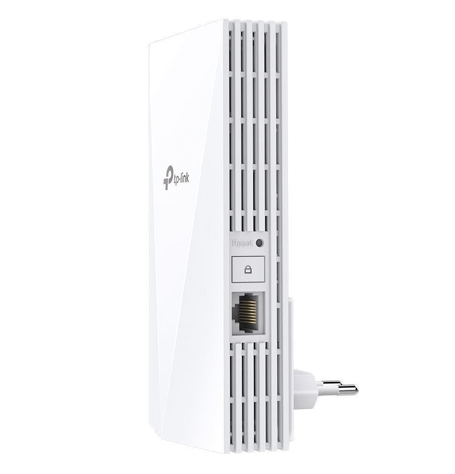 TP-link AX3000 Wi-Fi Mesh Range Extender, RE700X, 1 Port Ethernet Gigabit, 2 Antene interne, Standarde Wireless, IEEE 802.11a/n/ac/ax 5GHz, IEEE 802.11b/g/n/ax 2.4GHz, frecventa 2.4, 5 Ghz, 574 Mbps at 2.4GHz, 2402 Mbps at 5GHz.