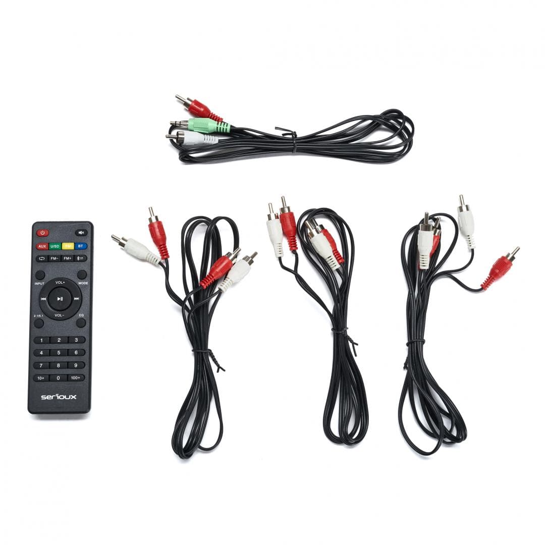 Boxe Serioux 5.1 SoundRise 51105W, putere totala 105W RMS, tip 5.1, sateliti 5 x 15W, subwoofer 30W, Conectivitate: Bluetooth, USB, AUX, SD, Radio FM, negre, SRXS-51105W