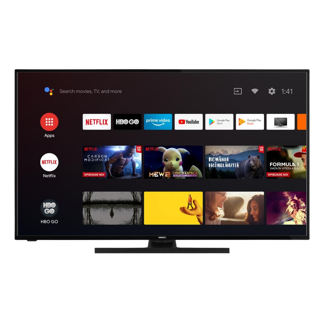 LED TV HORIZON 4K-ANDROID 55HL7590U/B, 55" D-LED, 4K Ultra HD (2160p), DolbyVision HDR / HLG + MicroDimming, Digital TV-Tuner DVB-S2/T2/C, CME 400Hz, Android TV 9.0 (Chromecast built-in) +GoogleAssistant +BT4.0, 1xLAN (RJ45), DLNA 1.5, Contrast 6000:1, 350 cd/m2, 1xCI+, 4xHDMI, 2xUSB, Dolby Audio
