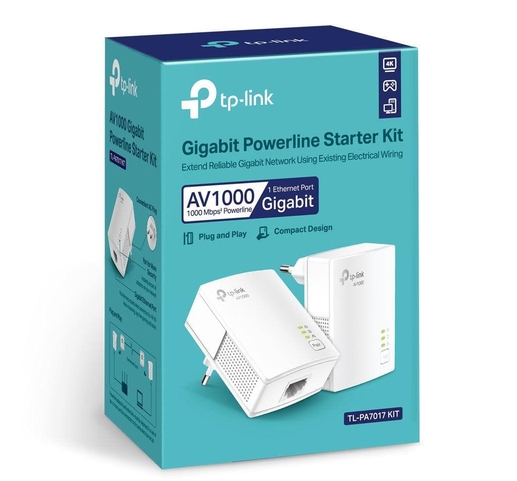 TP-Link Kit AV1000 Powerline Gigabit, Standarde si protocoale: HomePlug AV2, HomePlug AV, IEEE 1901, IEEE 802.3, IEEE 802.3u, IEEE 802.3ab, interfata: 1 x Gigabit Ethernet Port, Aria de acoperire: 300m circuit electric.