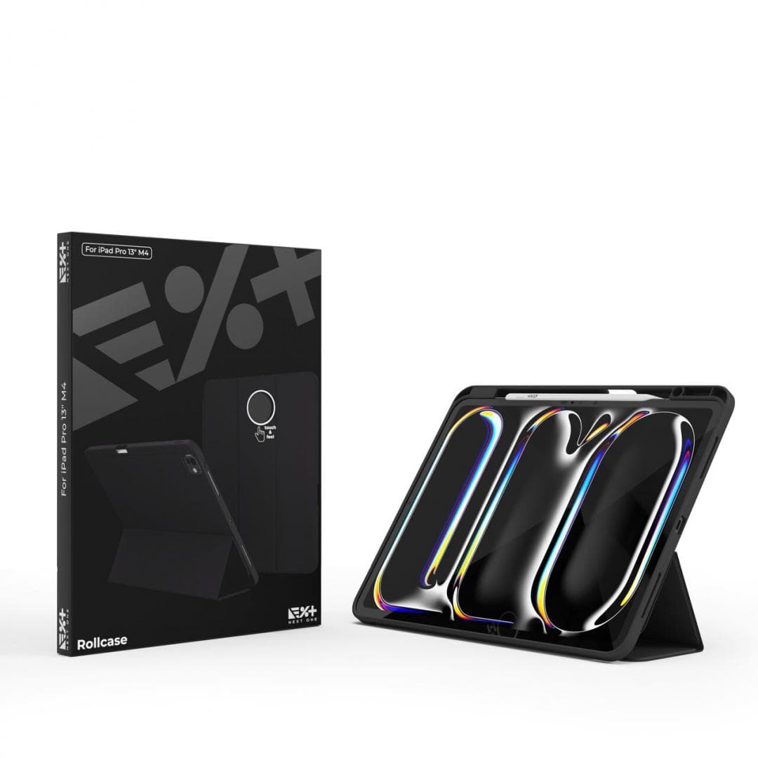 Husa de protectie Next One Rollcase pentru iPad Pro 13" M4, cu suport pentru stilou, Negru