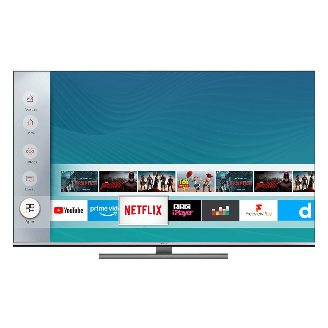 AURORA OLED TV HORIZON 4K-SMART 55HZ9930U/B, 55", 4K Ultra HD (2160p), Dolby Vision HDR / HDR10+ / HDR10 / HLG + MicroDimming, Digital TV-Tuner DVB-S2/T2/C, HOS 3.0 SmartTV-UI (WiFi built-in) +Netflix +PrimeVideo +Youtube, Amazon Alexa / WW Google Assistant, 1xLAN (RJ45), Wireless Display, DLNA 1.5