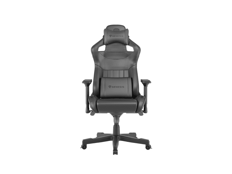 Scaun gaming Genesis Nitro 950, material piele ecologica, reglabil pe inaltime, greutate maxima suportata 150 kg, inaltime scaun reglabil 50 - 55 cm, spatar ajustabil 160°, dimensiuni roti 60mm,  echipat cu piston cu gaz clasa 4, manere 4D, negru