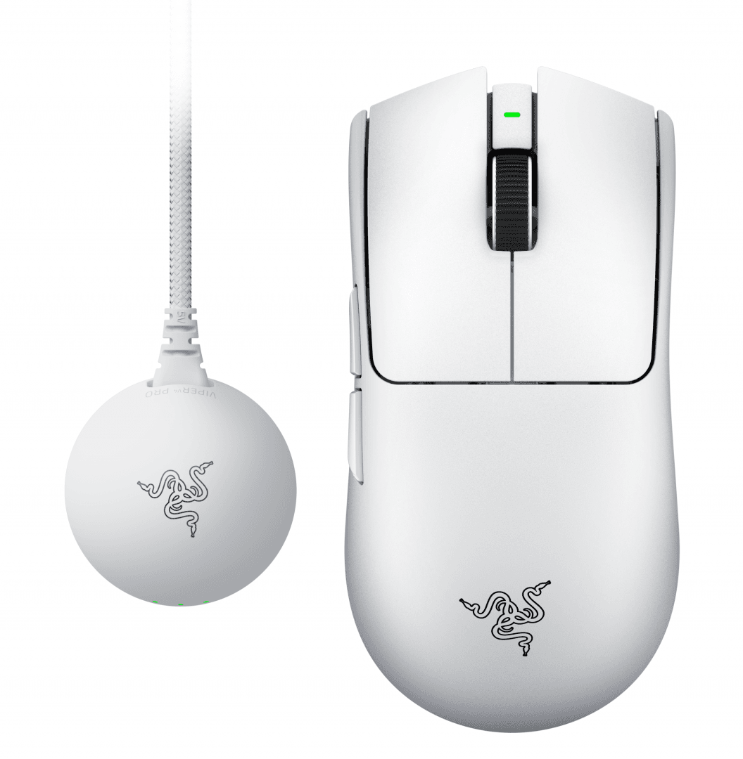 Mouse wireless Razer Viper V4 Pro, Razer™ Focus Pro 50K Optical Sensor Gen-3, durata de viata baterie pana la 180 ore, switch Razer™ Optical Mouse Switches Gen-4, alb