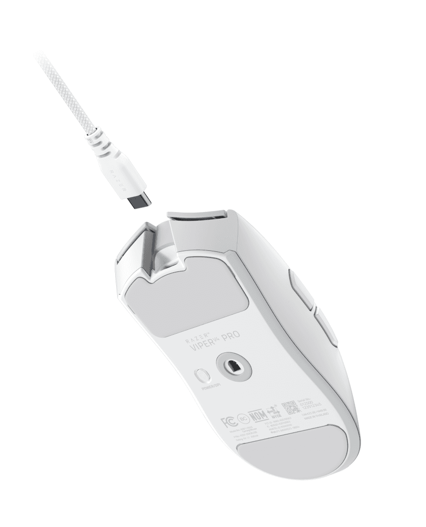 Mouse wireless Razer Viper V4 Pro, Razer™ Focus Pro 50K Optical Sensor Gen-3, durata de viata baterie pana la 180 ore, switch Razer™ Optical Mouse Switches Gen-4, alb