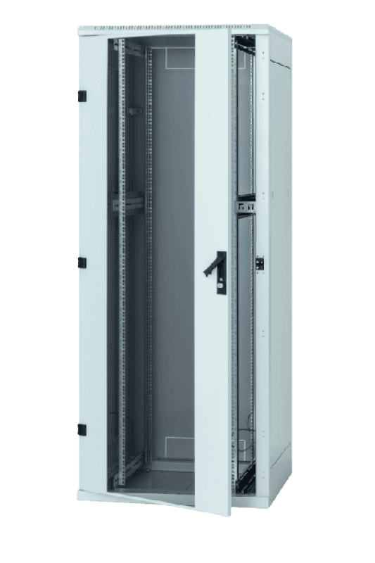 Rack de podea 19 Triton 27U 800x1000mm usa fata sticla panouri laterale/spate detasabile sectiuni pentru ventilatie activa, sectiuniacces cabluri sus/jos/spate IP20 gri
