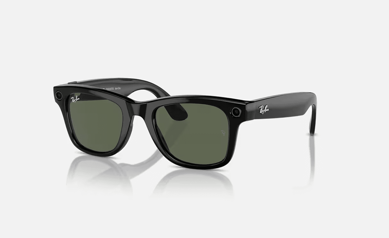 Ray-Ban Meta Wayfarer AI Glasses Shiny Black/G-15 Green