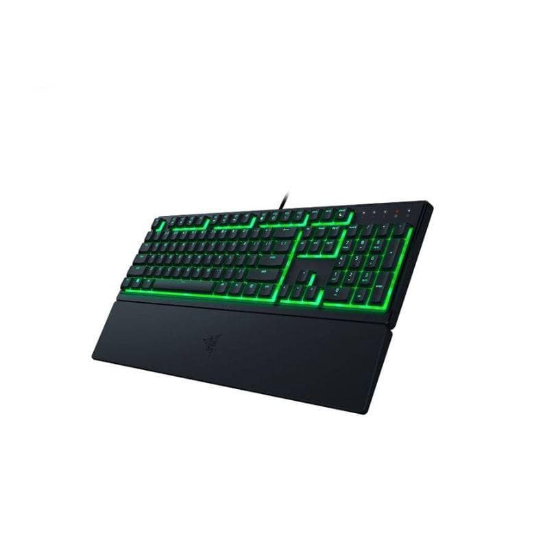 Tastatura Razer Ornata V3 X - Low Profile Gaming Keyboard - US Layout  TECH SPECS SWITCH TYPE Razer™ Membrane Switch APPROXIMATE SIZES Full Size LIGHTING Single Zone Razer Chroma™ RGB Lighting WRIST REST Yes ONBOARD MEMORY None MEDIA KEYS None PASSTHROUGH None CONNECTIVITY Wired - Attached KEYCAPS