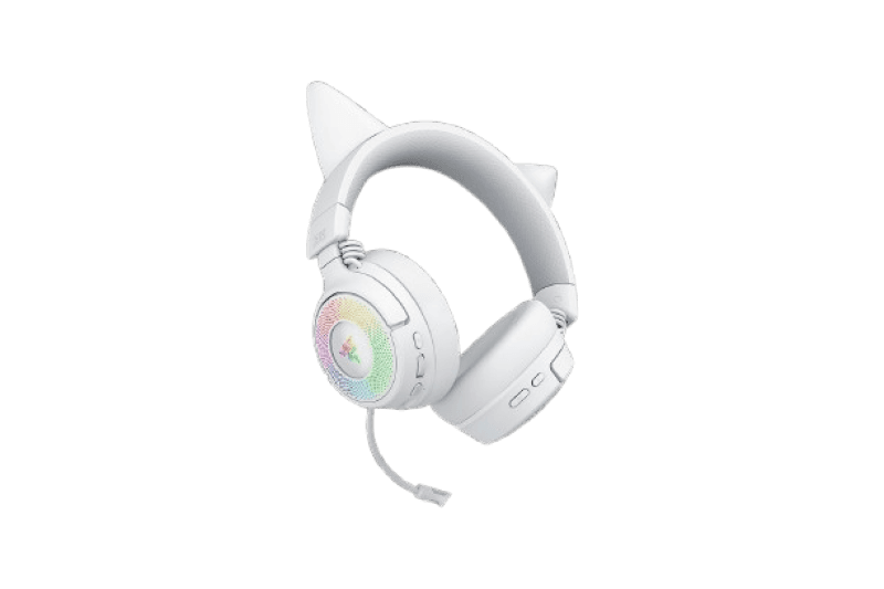 Casti wireless Razer Kraken Kitty V3 Pro, THX Spatial Audio, iluminare RGB, frecventa raspuns 20 Hz - 28 kHz,  microfon detasabil unidirectional, alb