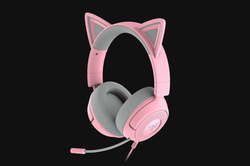 Casti Razer Kraken Kitty V3 X, frecventa raspuns 20 Hz – 28 kHz, sensibilitate 98 dBSPL / mW at 1 kHz by HATS si microfon unidirectional, sensibilitate microfon -42 ± 3 dBV / Pa, 1 kHz, roz